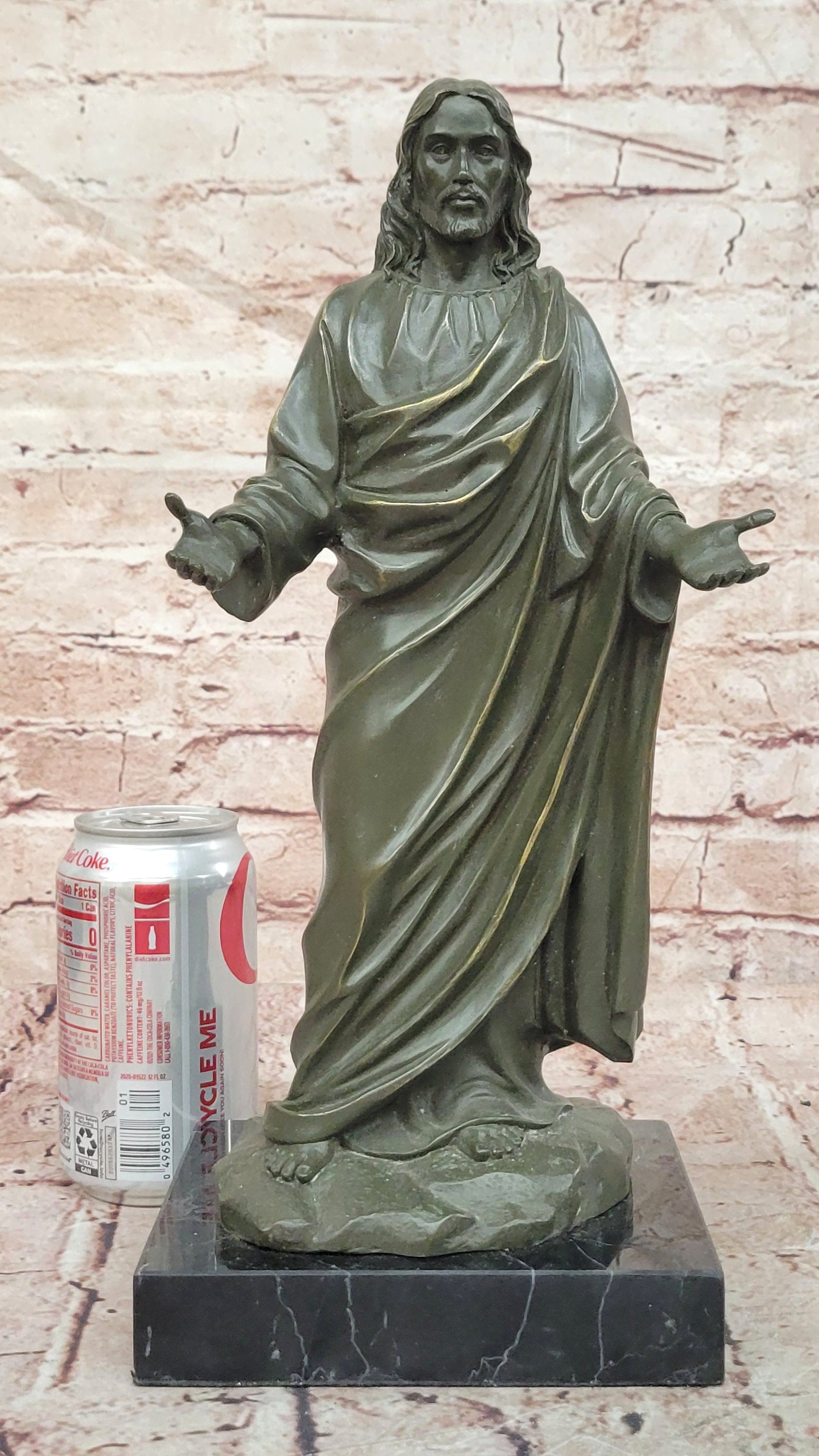 Jesus (Son of God) with Open Arms Genuine Bronze Sculpture Signed Valli