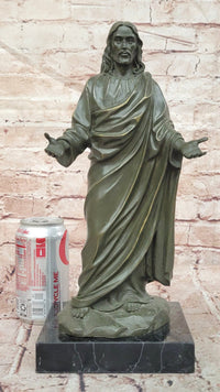 Jesus (Son of God) with Open Arms Genuine Bronze Sculpture Signed Valli