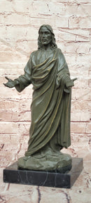 Jesus (Son of God) with Open Arms Genuine Bronze Sculpture Signed Valli