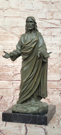 Jesus (Son of God) with Open Arms Genuine Bronze Sculpture Signed Valli