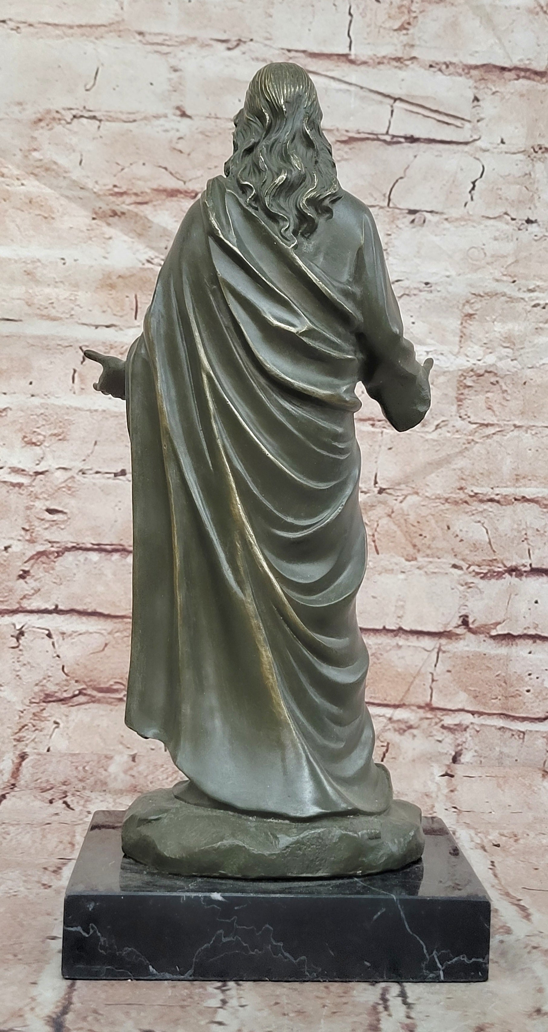Jesus (Son of God) with Open Arms Genuine Bronze Sculpture Signed Valli