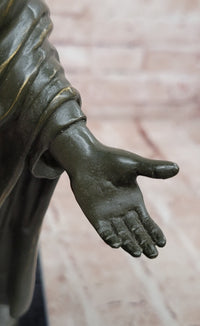 Jesus (Son of God) with Open Arms Genuine Bronze Sculpture Signed Valli