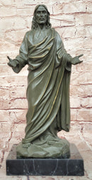 Jesus (Son of God) with Open Arms Genuine Bronze Sculpture Signed Valli