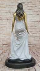 Golden Patina Woman in Draped Gown – Bronze Sculpture