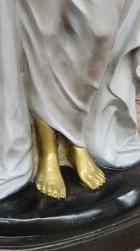 Golden Patina Woman in Draped Gown – Bronze Sculpture