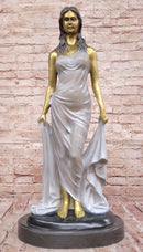 Golden Patina Woman in Draped Gown – Bronze Sculpture