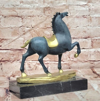Bronze Horse Sculpture Abstract Modern Art Hand Made Figurine by Zhang