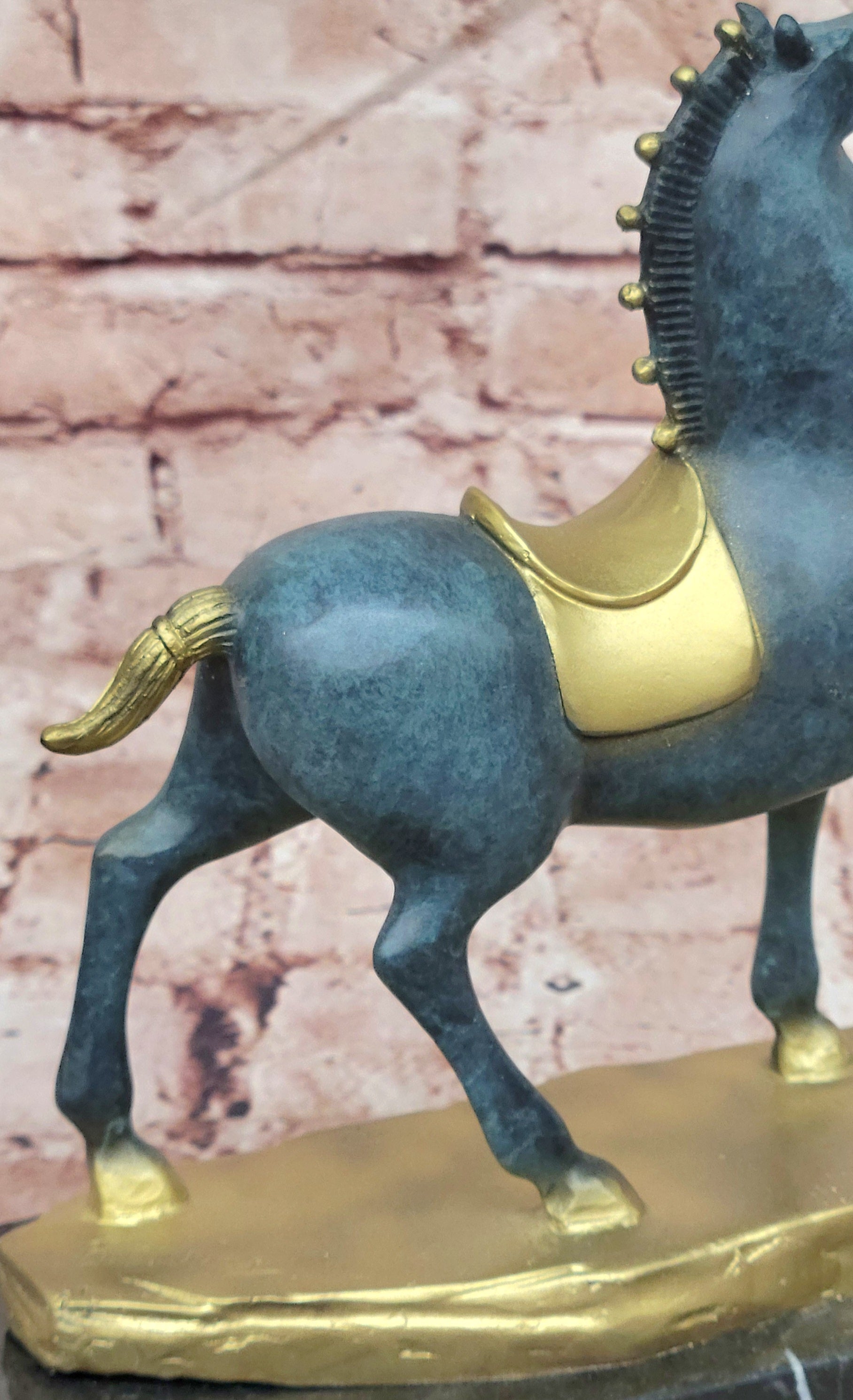 Bronze Horse Sculpture Abstract Modern Art Hand Made Figurine by Zhang