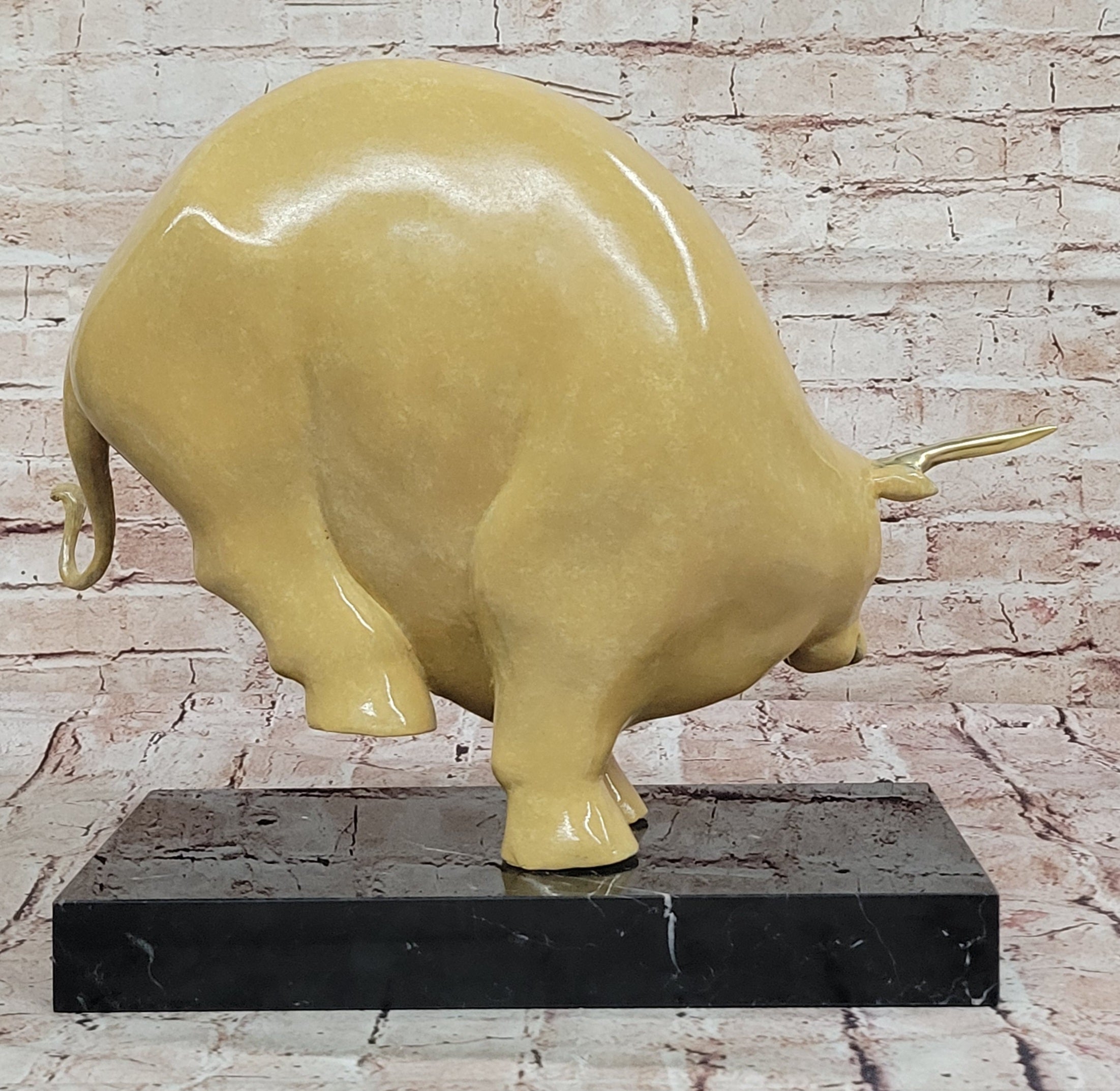 Bronze Bull Modern Abstract Farmhouse Sculpture