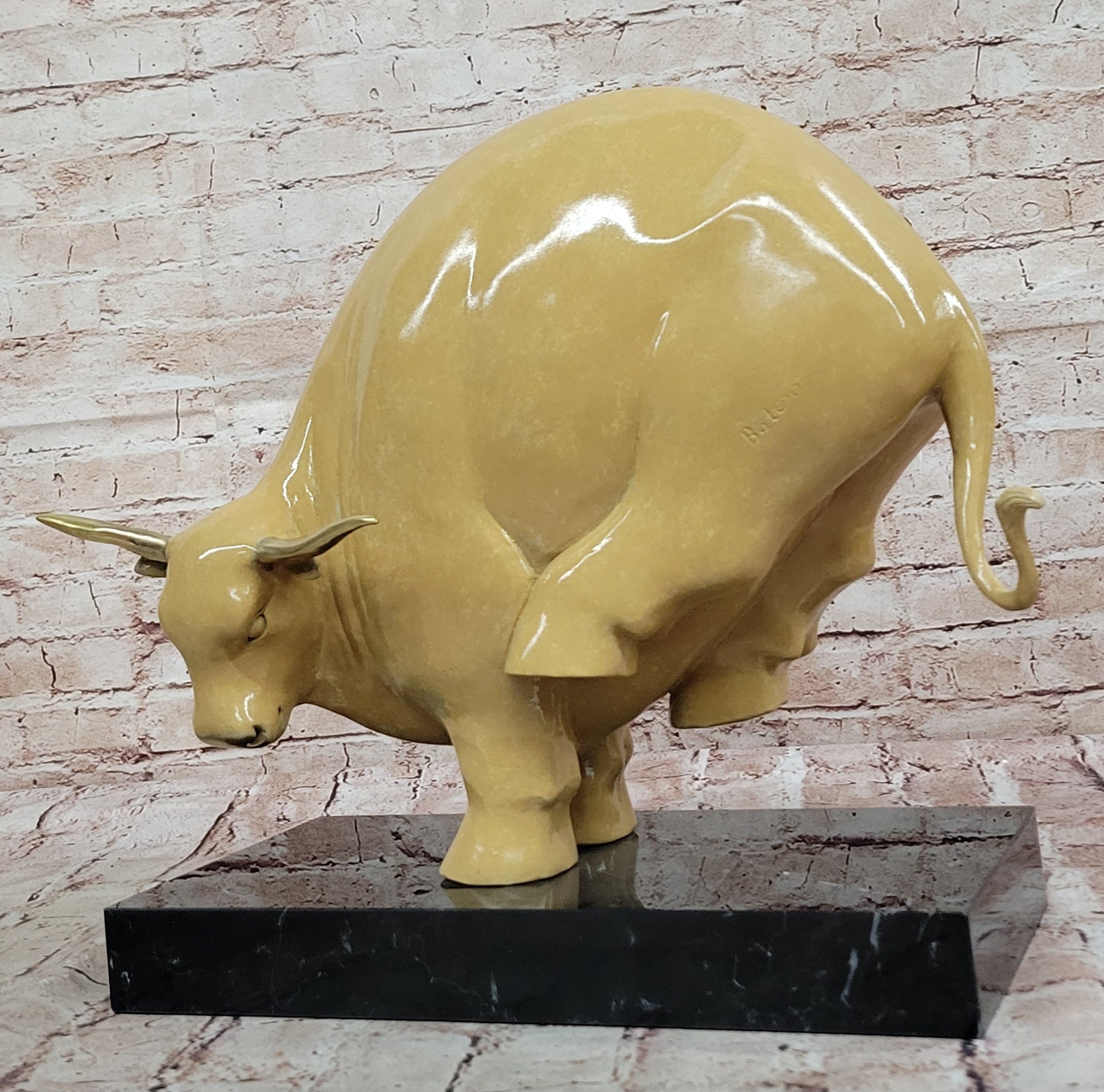 Bronze Bull Modern Abstract Farmhouse Sculpture