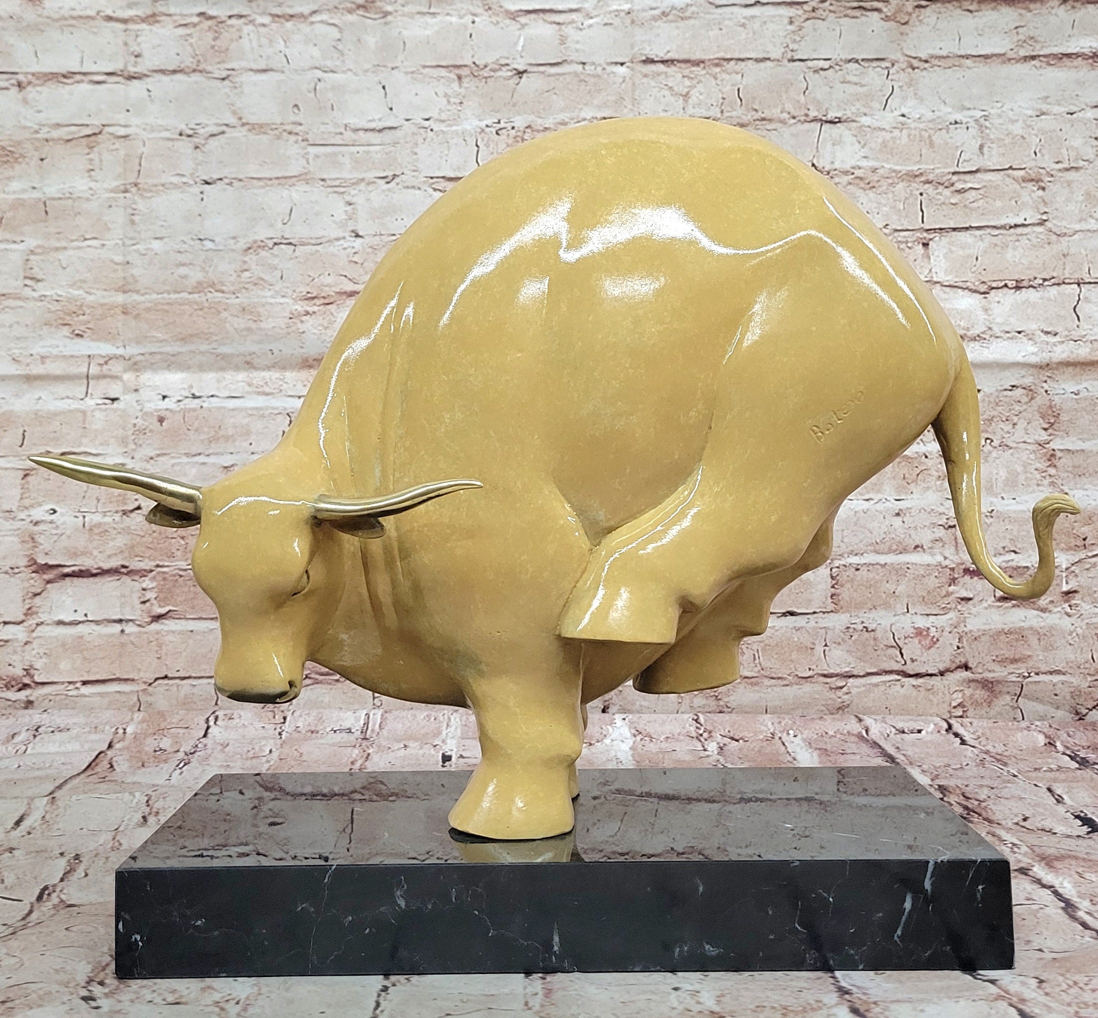 Bronze Bull Modern Abstract Farmhouse Sculpture