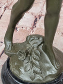 God of love Cupid Angel  with Bow and Arrow Statue Signed Moreau Bronze Sculpture
