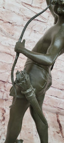 God of love Cupid Angel  with Bow and Arrow Statue Signed Moreau Bronze Sculpture