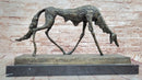 Abstract Surrealist Bronze Dog on Marble Base