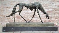 Abstract Surrealist Bronze Dog on Marble Base