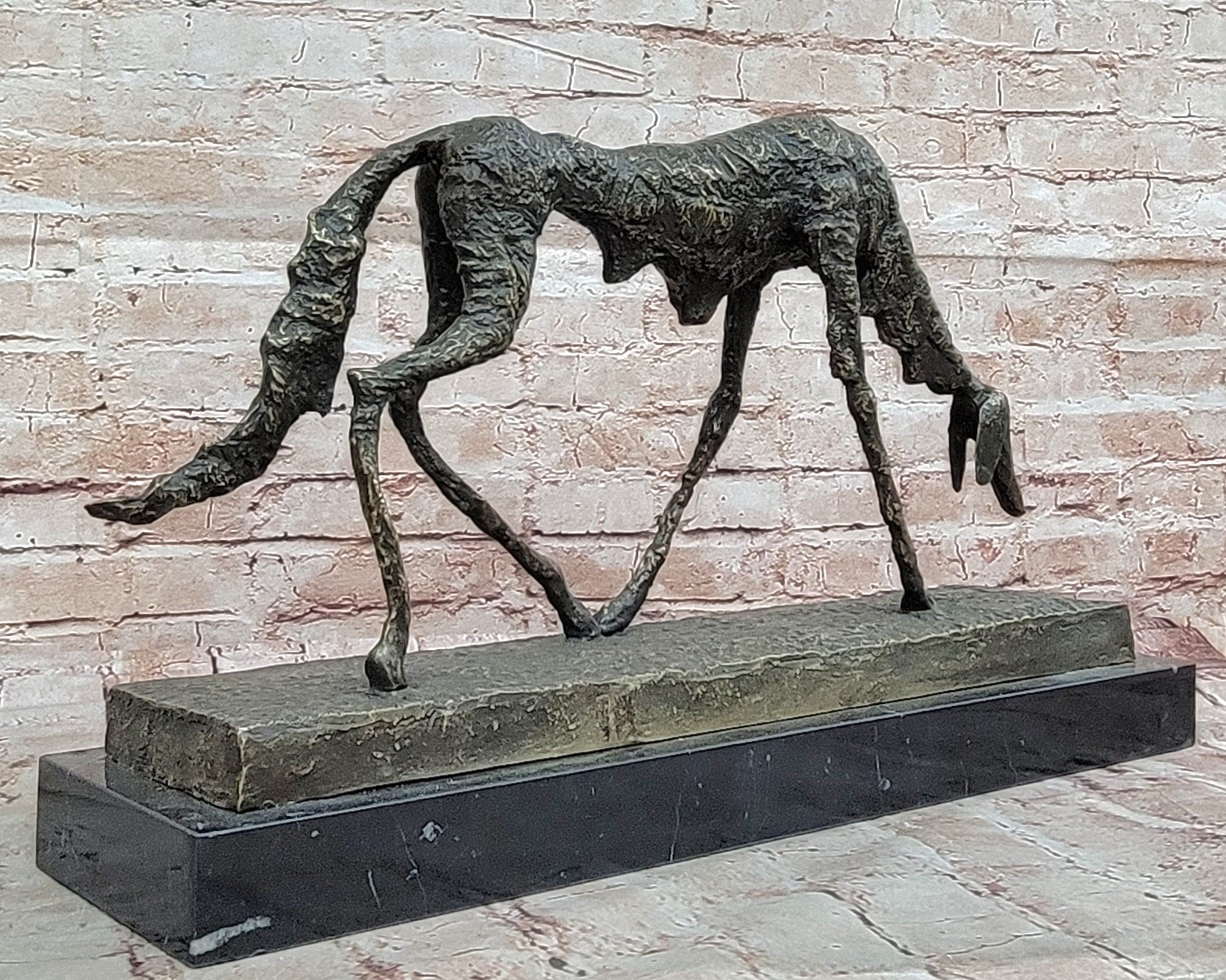 Abstract Surrealist Bronze Dog on Marble Base