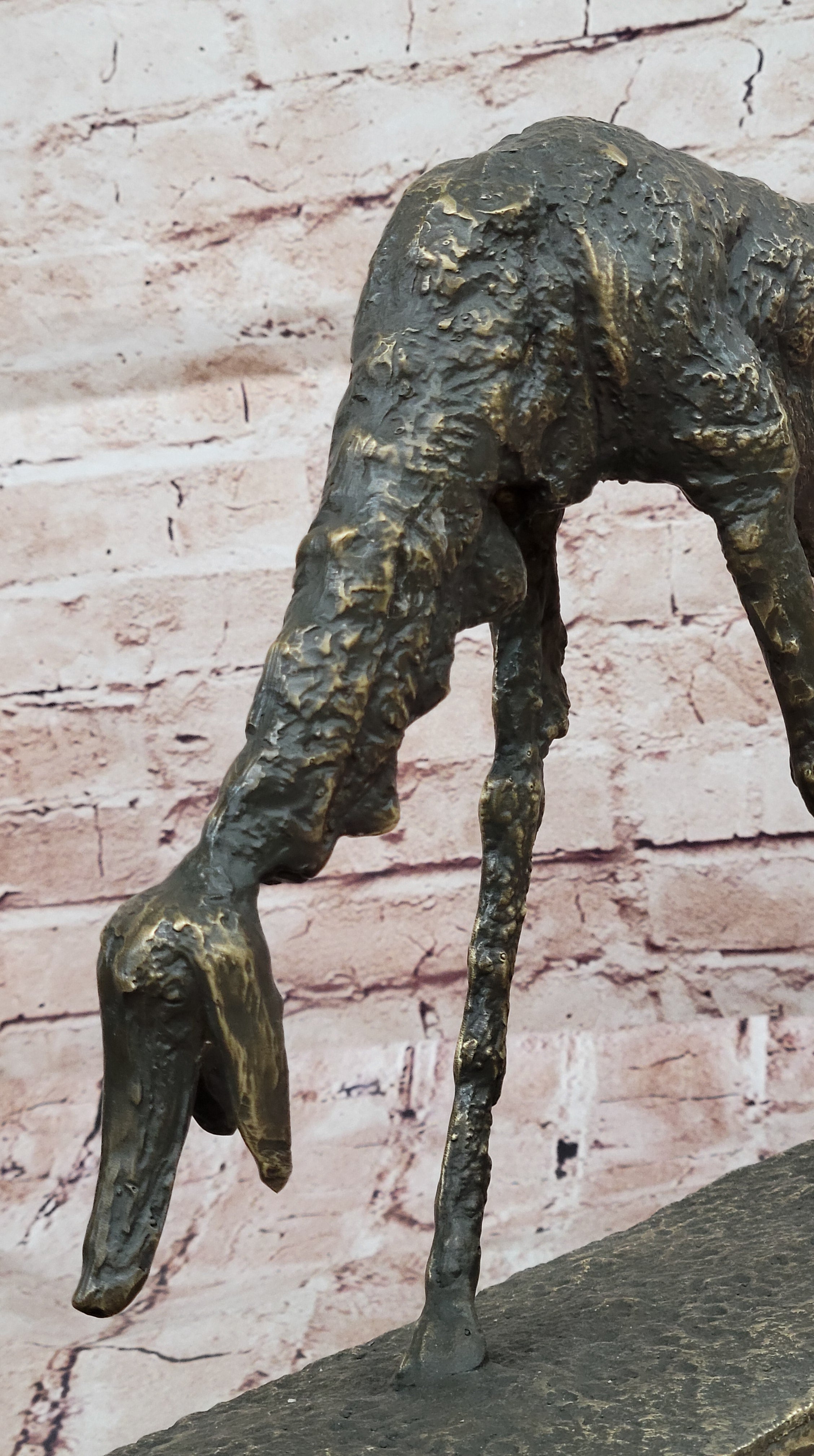 Abstract Surrealist Bronze Dog on Marble Base