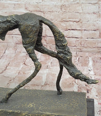 Abstract Surrealist Bronze Dog on Marble Base