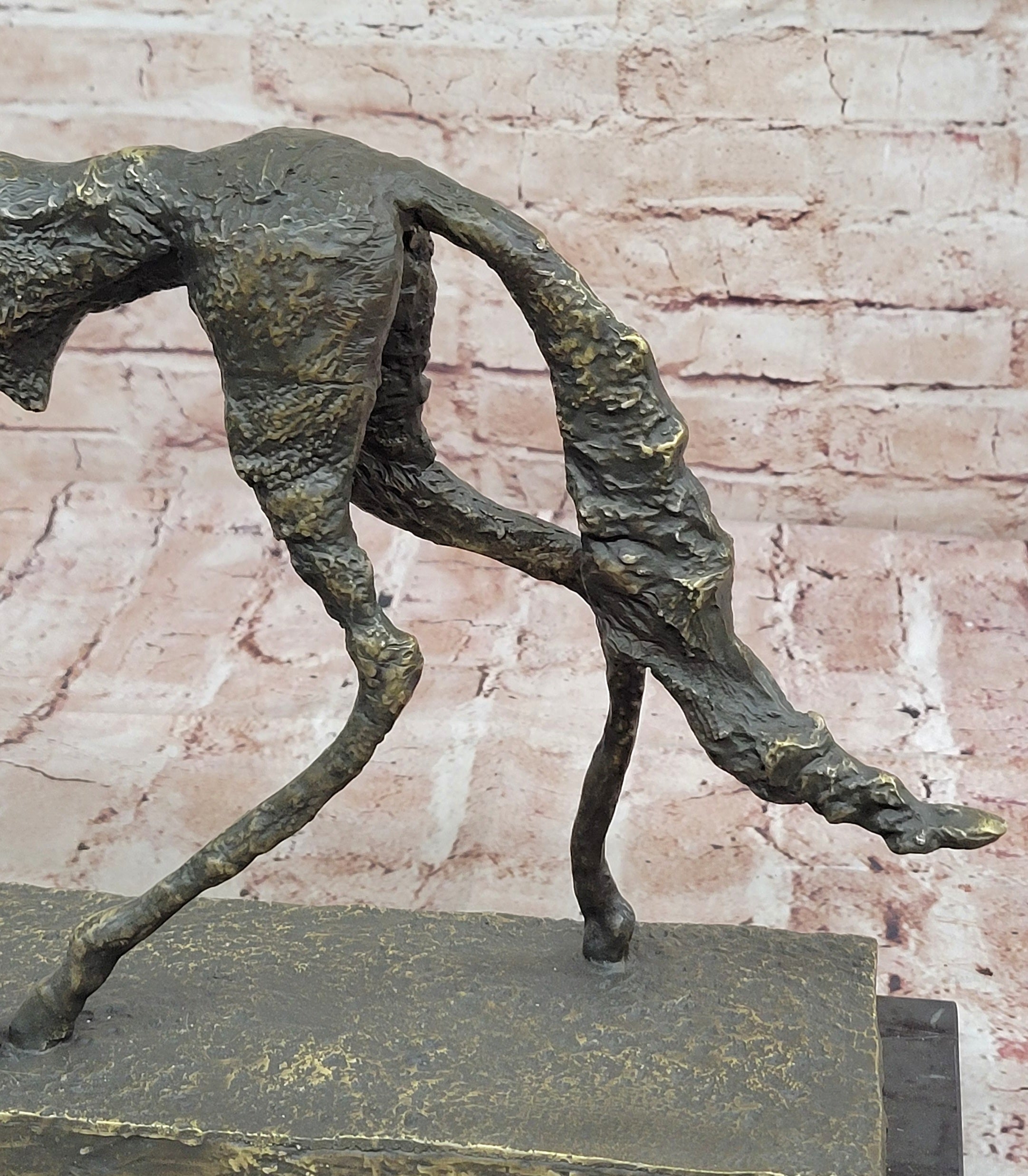 Abstract Surrealist Bronze Dog on Marble Base