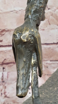 Abstract Surrealist Bronze Dog on Marble Base