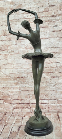32'' Tall Classical Dancer Ballerina Signed Milo Bronze Sculpture Figure Art Nouveau