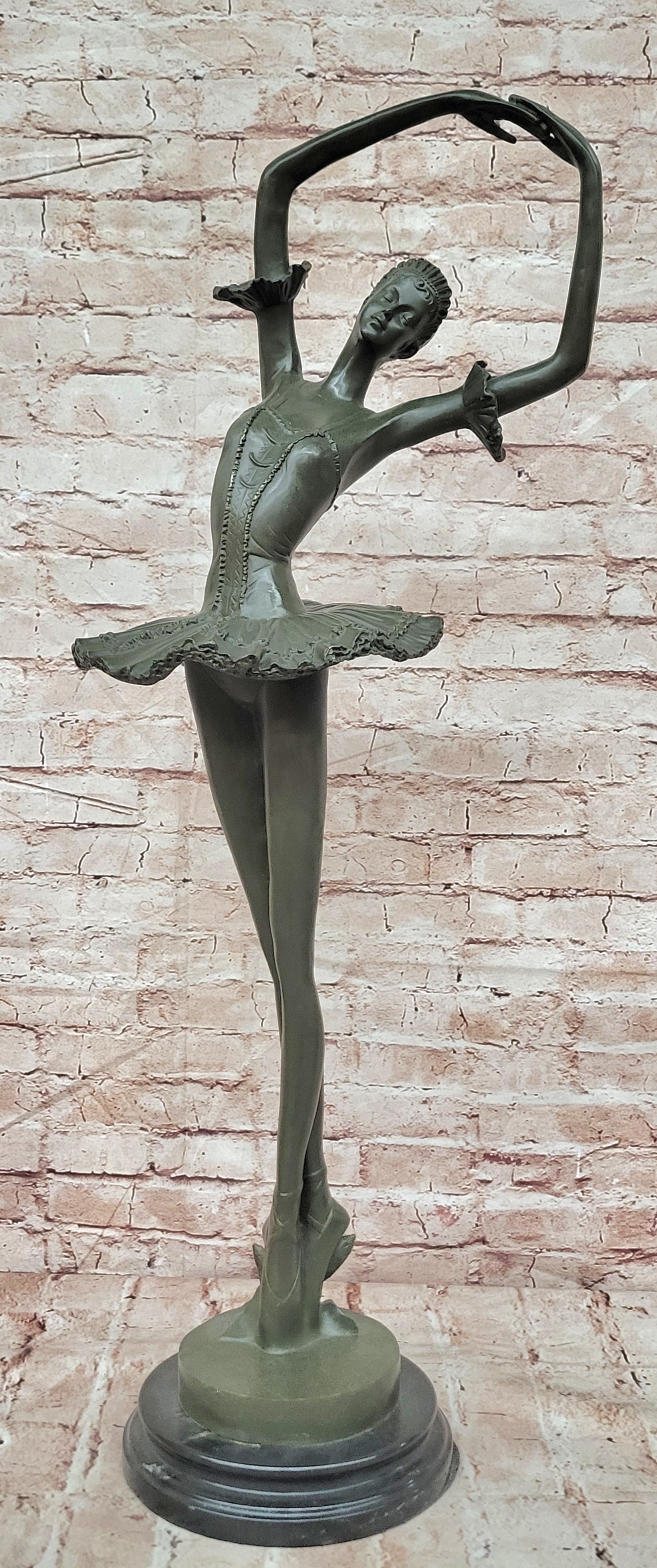 32'' Tall Classical Dancer Ballerina Signed Milo Bronze Sculpture Figure Art Nouveau