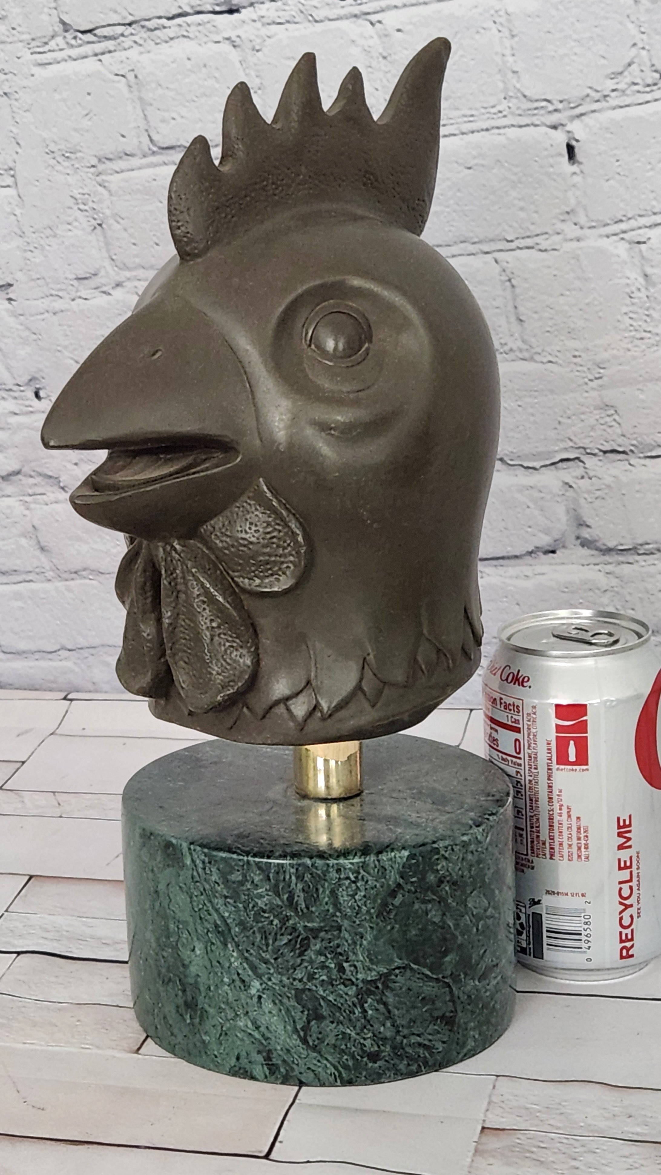 Signed Miguel Lopez (Milo) Rooster Genuine Bronze Sculpture Spiritual Guardian Cuba