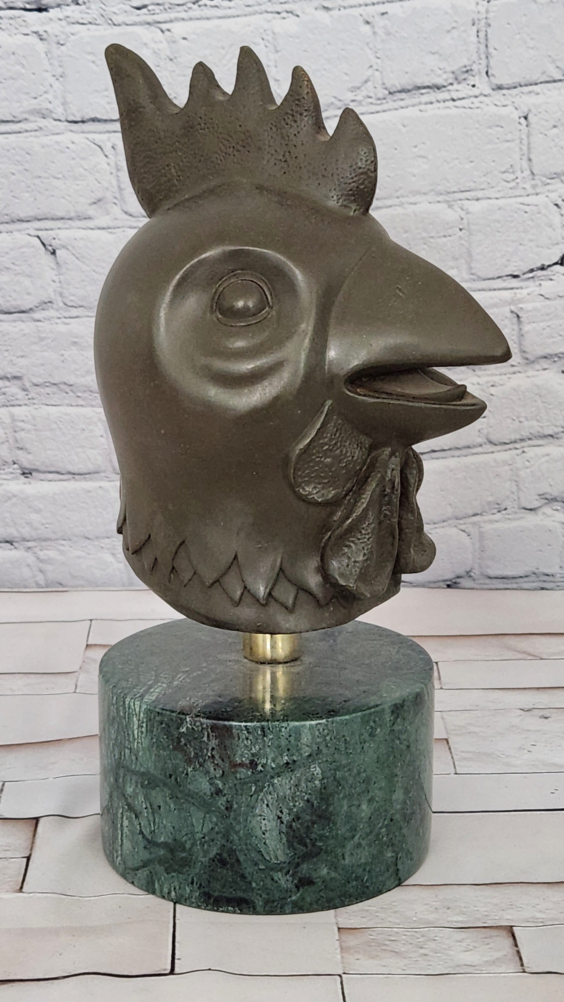 Signed Miguel Lopez (Milo) Rooster Genuine Bronze Sculpture Spiritual Guardian Cuba