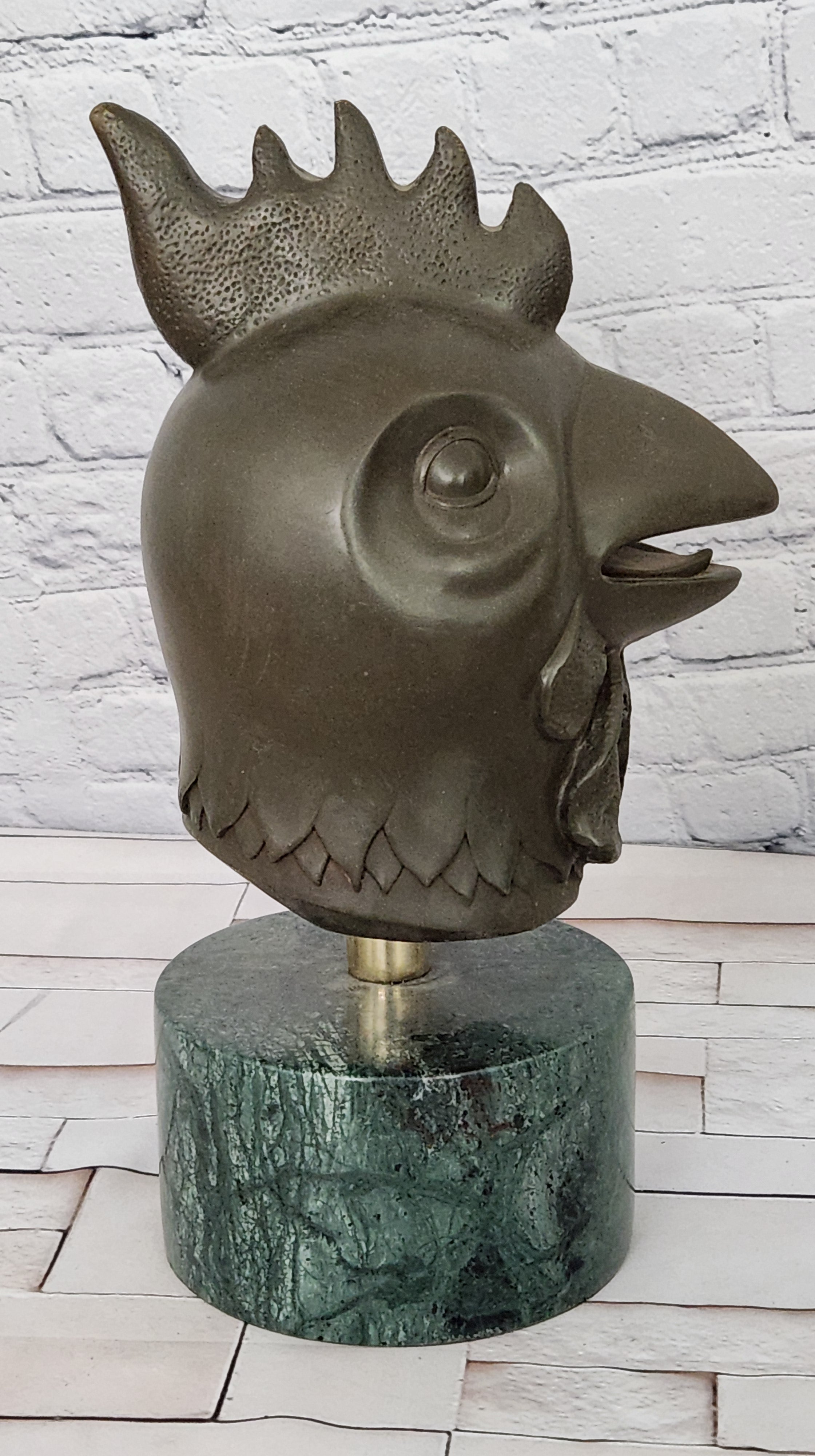 Signed Miguel Lopez (Milo) Rooster Genuine Bronze Sculpture Spiritual Guardian Cuba