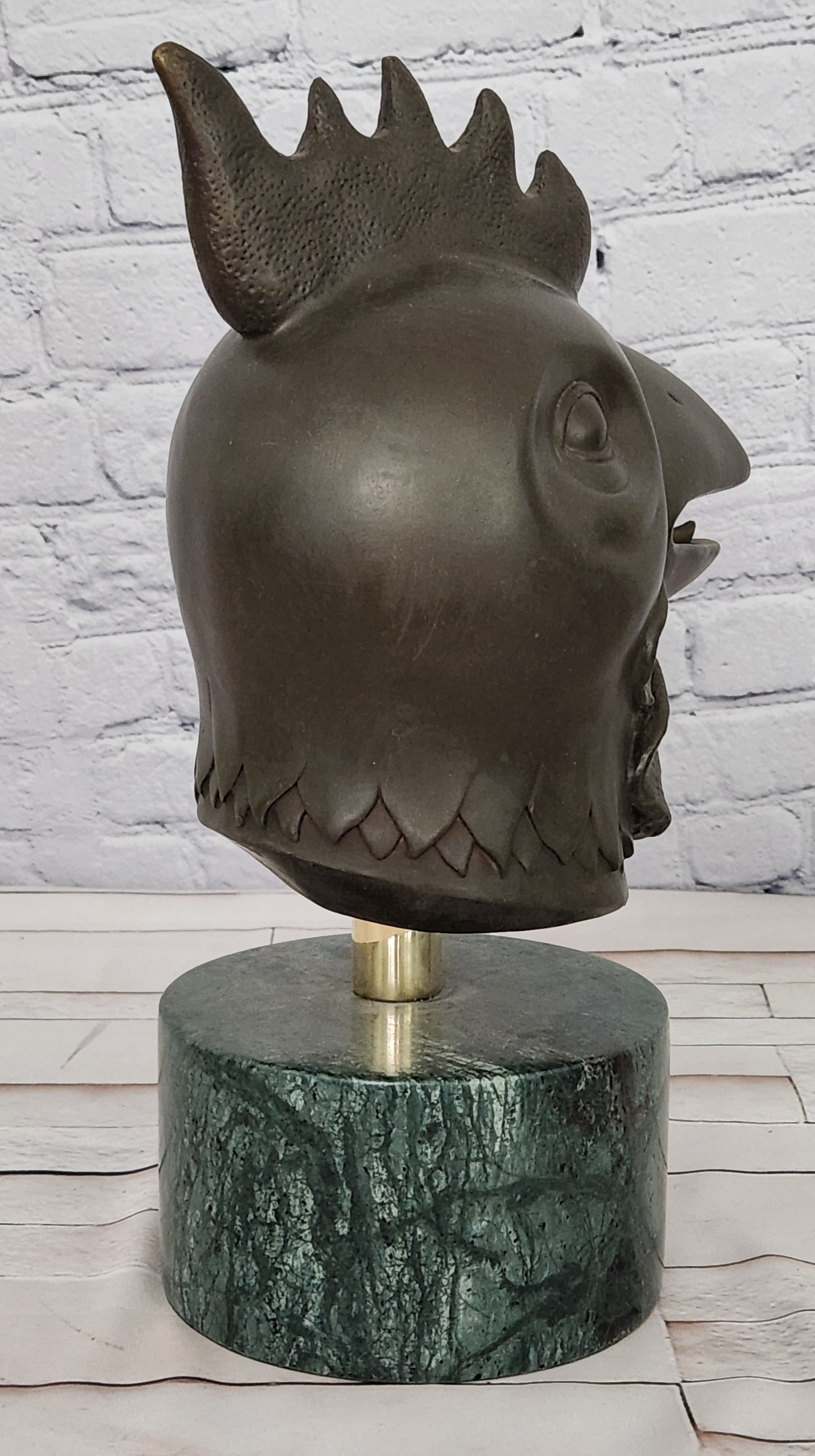 Signed Miguel Lopez (Milo) Rooster Genuine Bronze Sculpture Spiritual Guardian Cuba