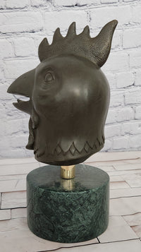 Signed Miguel Lopez (Milo) Rooster Genuine Bronze Sculpture Spiritual Guardian Cuba
