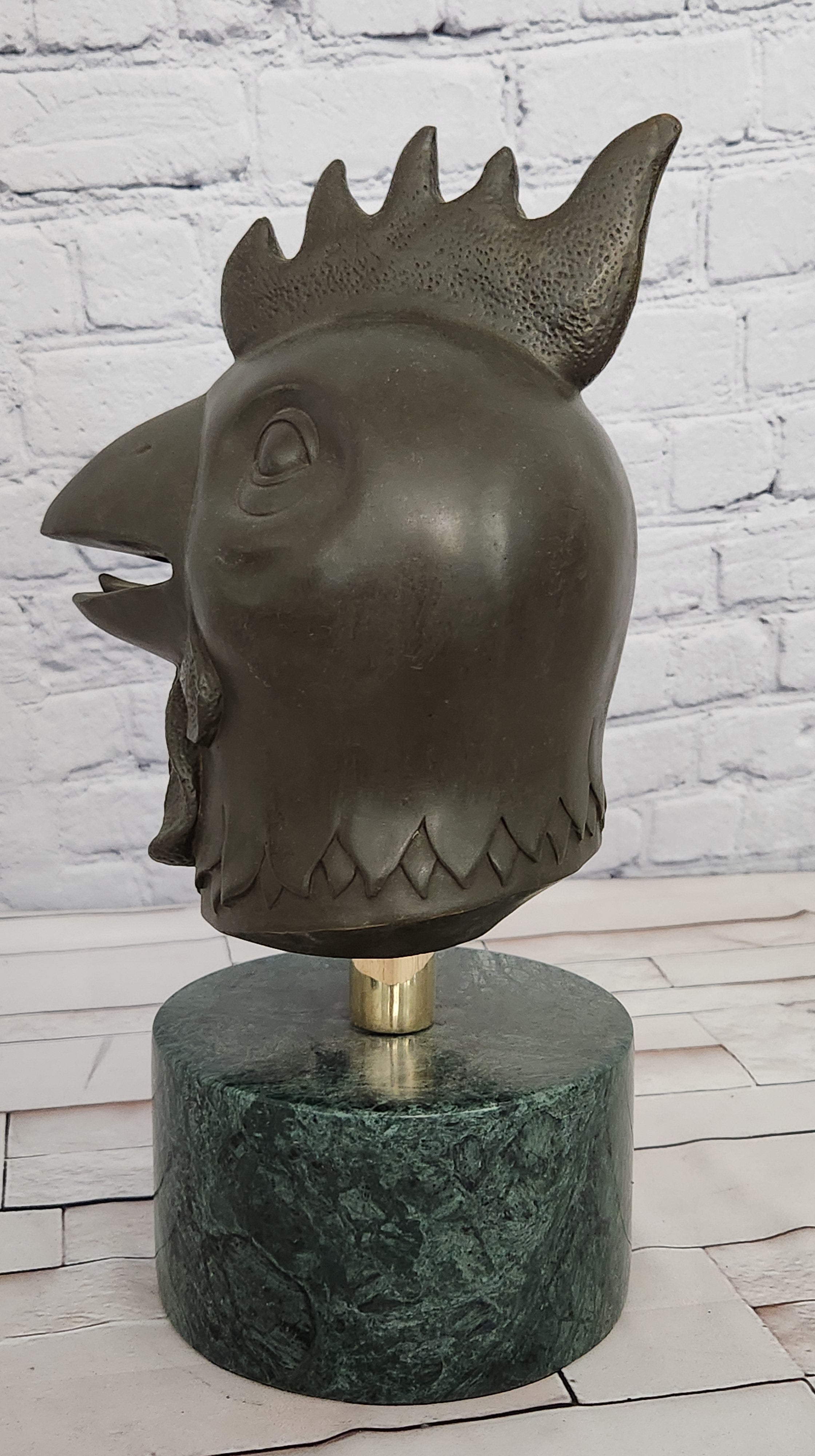 Signed Miguel Lopez (Milo) Rooster Genuine Bronze Sculpture Spiritual Guardian Cuba