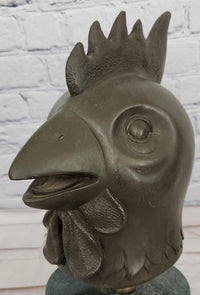 Signed Miguel Lopez (Milo) Rooster Genuine Bronze Sculpture Spiritual Guardian Cuba