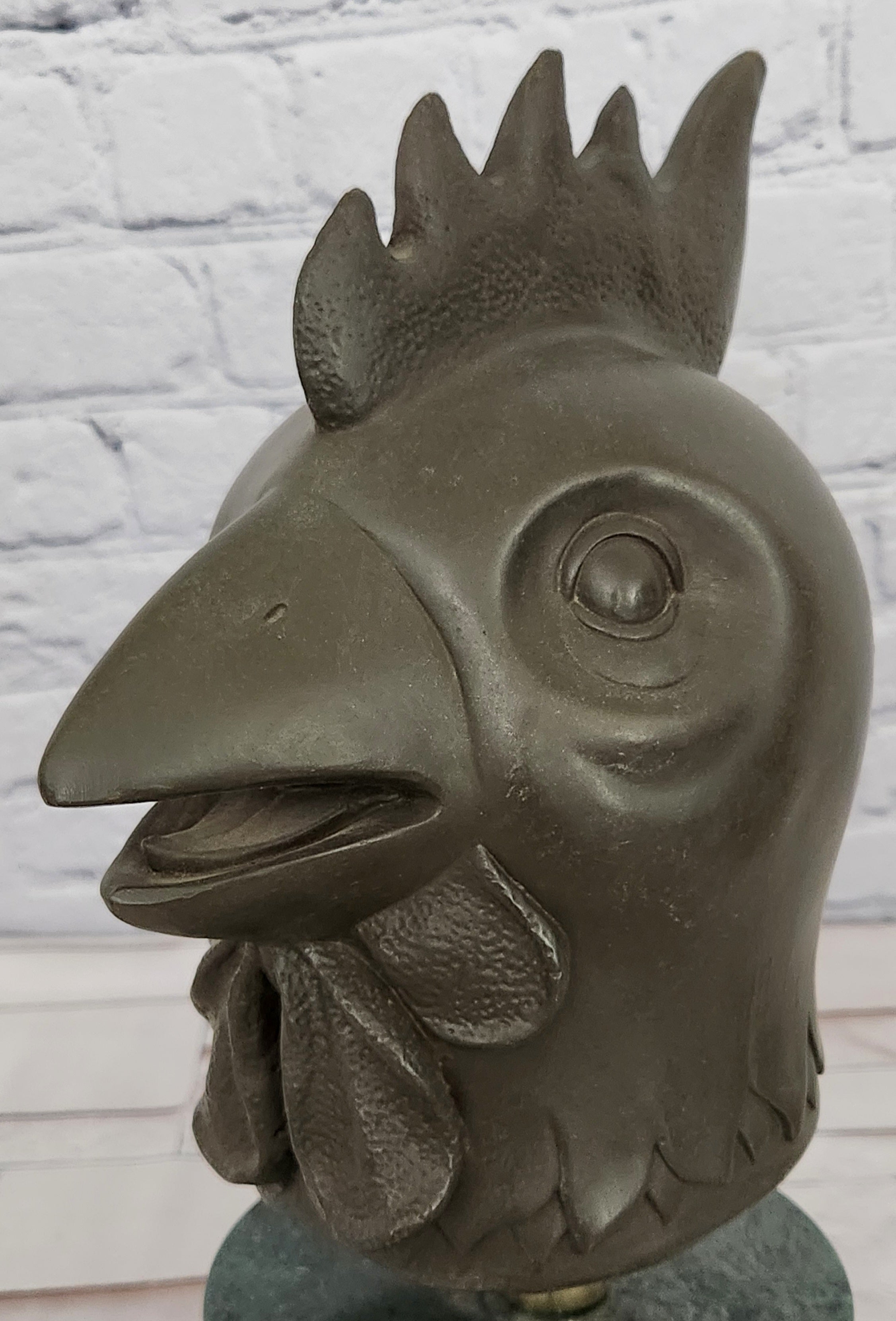Signed Miguel Lopez (Milo) Rooster Genuine Bronze Sculpture Spiritual Guardian Cuba