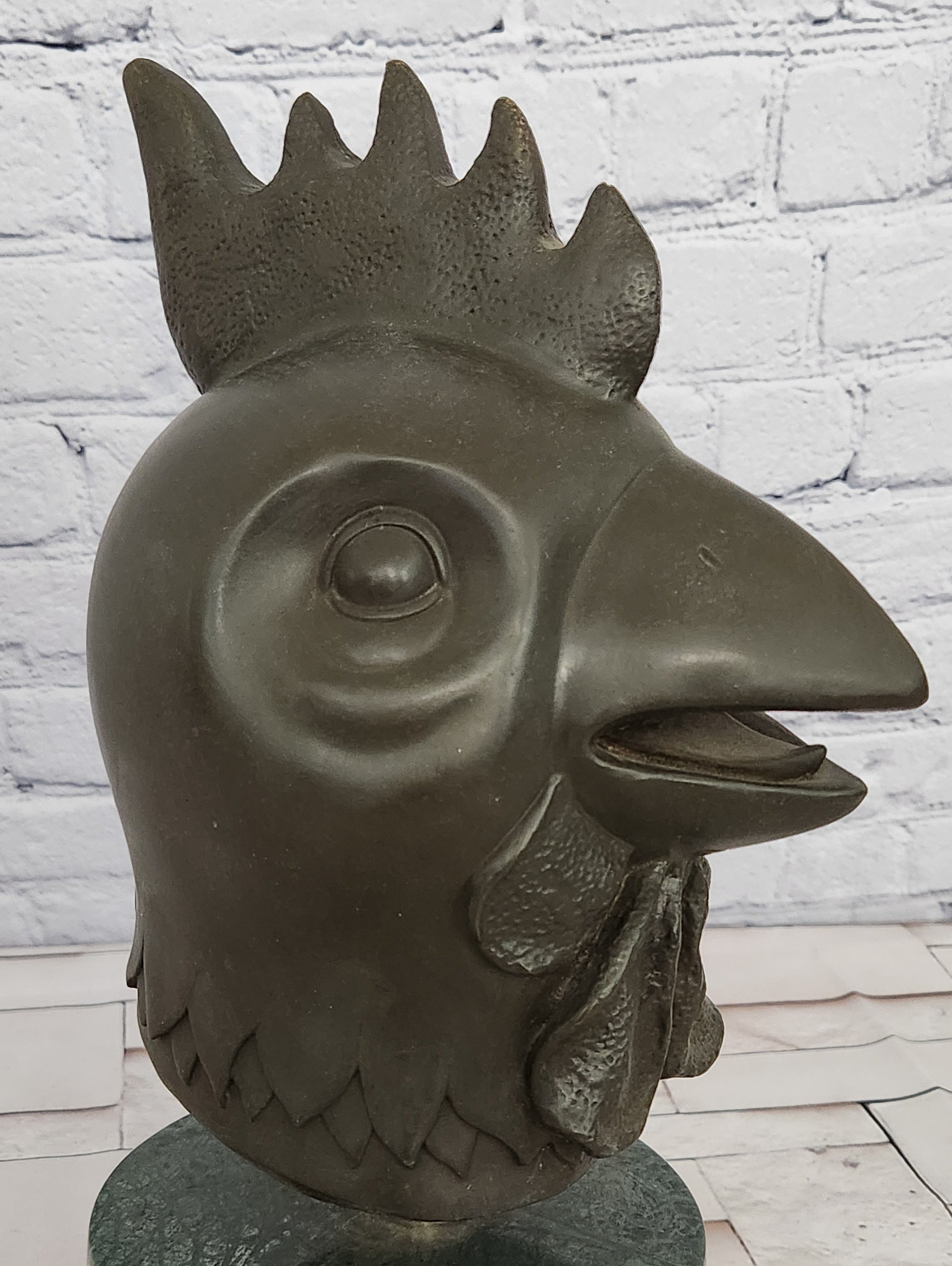 Signed Miguel Lopez (Milo) Rooster Genuine Bronze Sculpture Spiritual Guardian Cuba