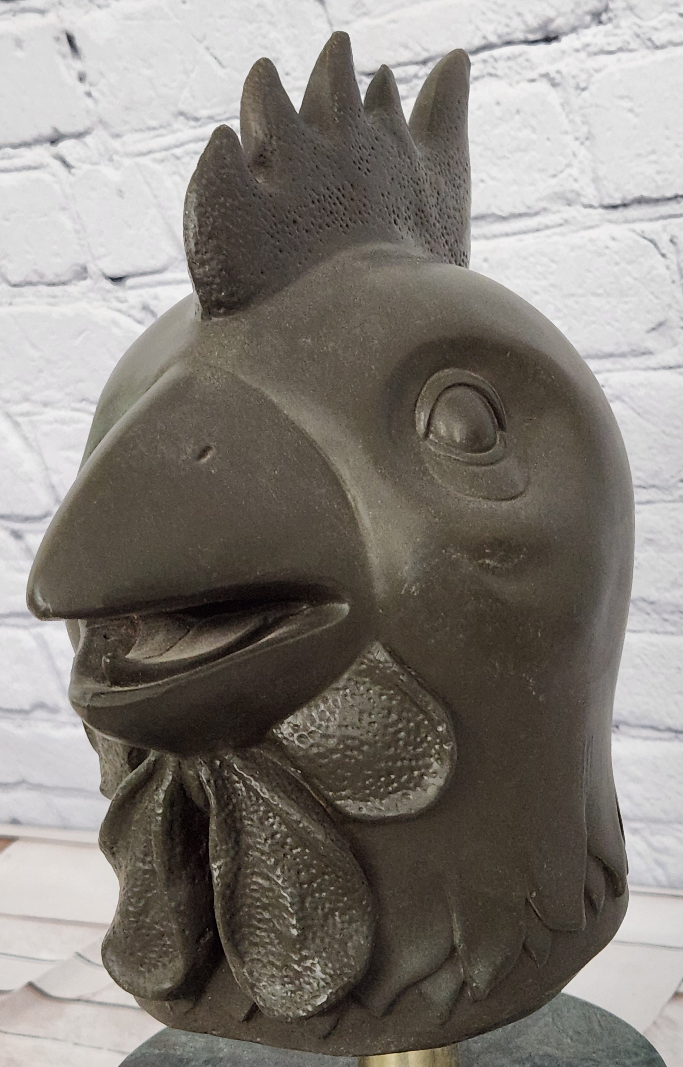Signed Miguel Lopez (Milo) Rooster Genuine Bronze Sculpture Spiritual Guardian Cuba