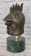 Signed Miguel Lopez (Milo) Rooster Genuine Bronze Sculpture Spiritual Guardian Cuba