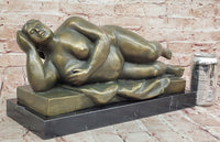 Reclining Nude Woman Bronze Sculpture – Botero Style Art