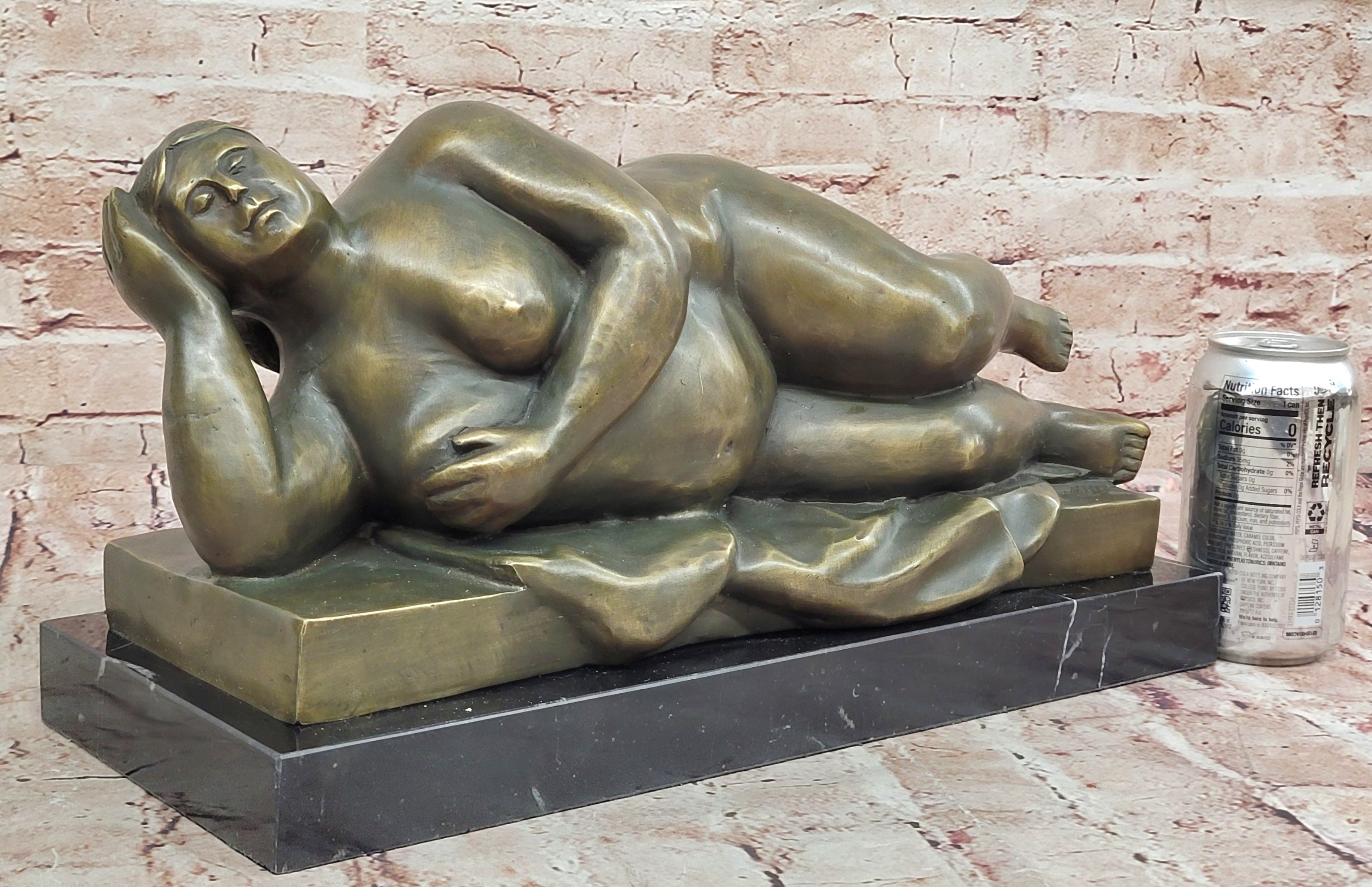 Reclining Nude Woman Bronze Sculpture – Botero Style Art
