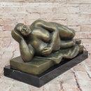 Reclining Nude Woman Bronze Sculpture – Botero Style Art