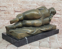 Reclining Nude Woman Bronze Sculpture – Botero Style Art