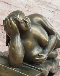 Reclining Nude Woman Bronze Sculpture – Botero Style Art