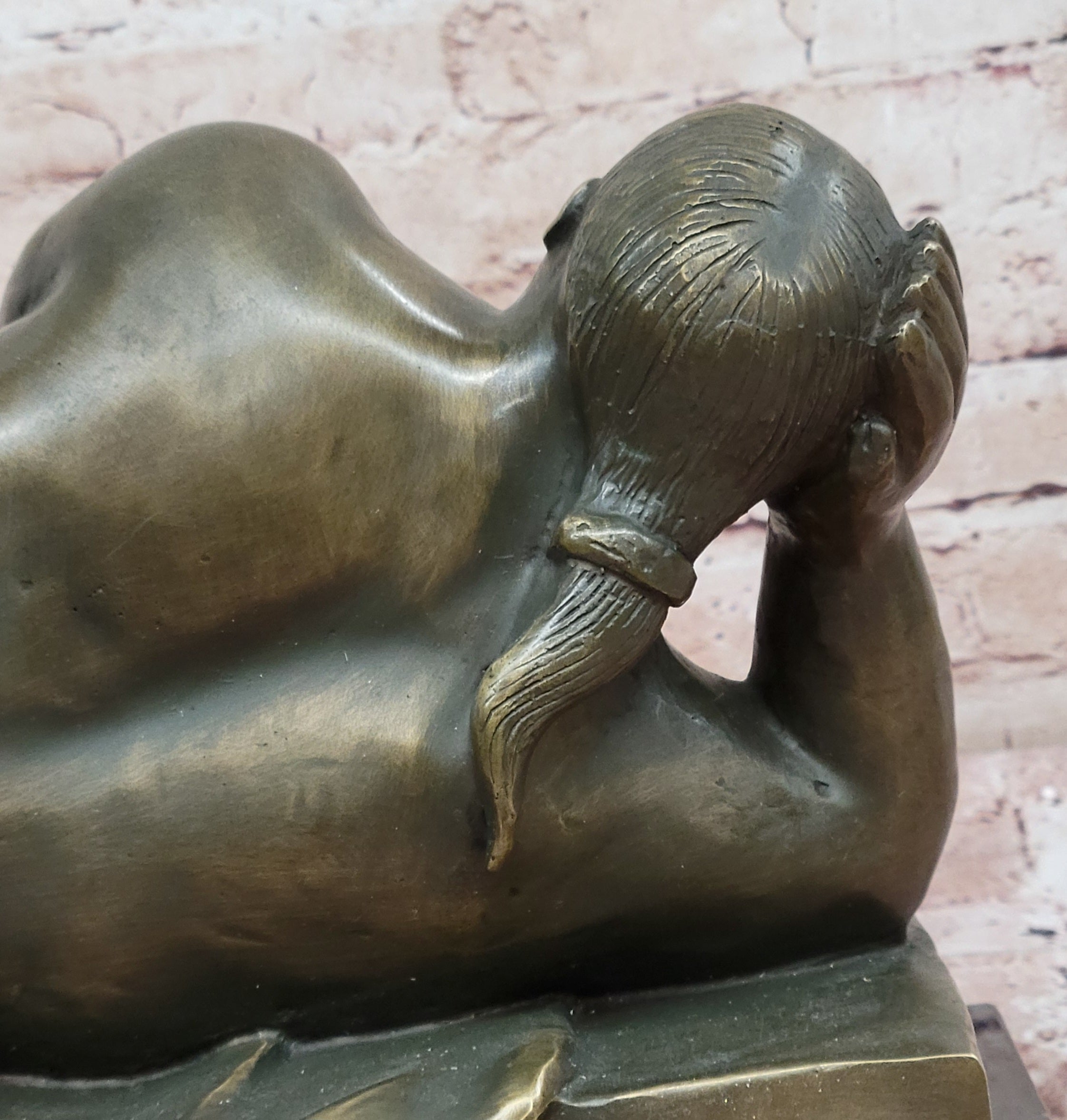 Reclining Nude Woman Bronze Sculpture – Botero Style Art