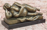 Reclining Nude Woman Bronze Sculpture – Botero Style Art