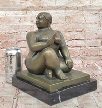 Fernando Botero Seated Woman Bronze on Marble Base