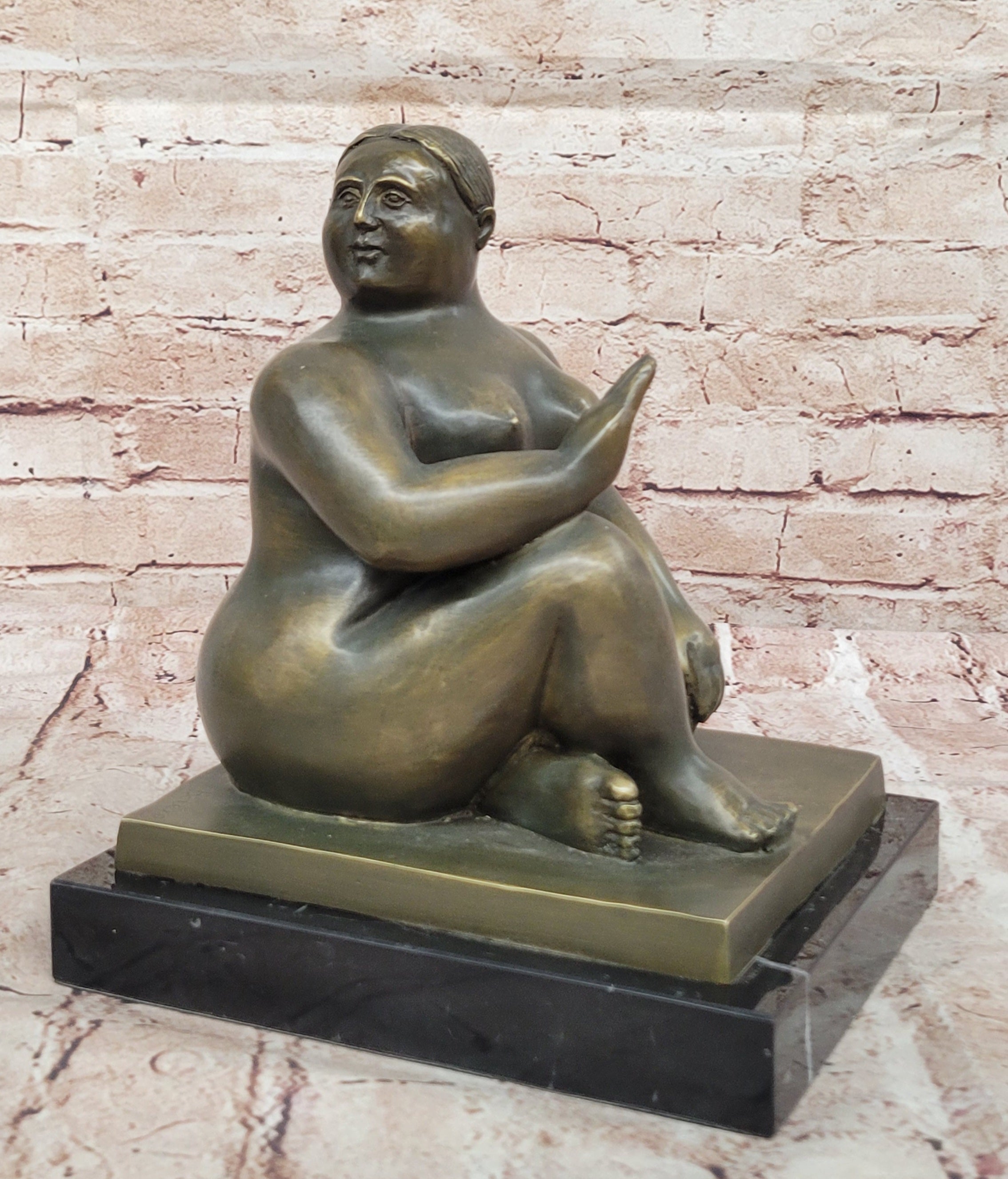 Fernando Botero Seated Woman Bronze on Marble Base