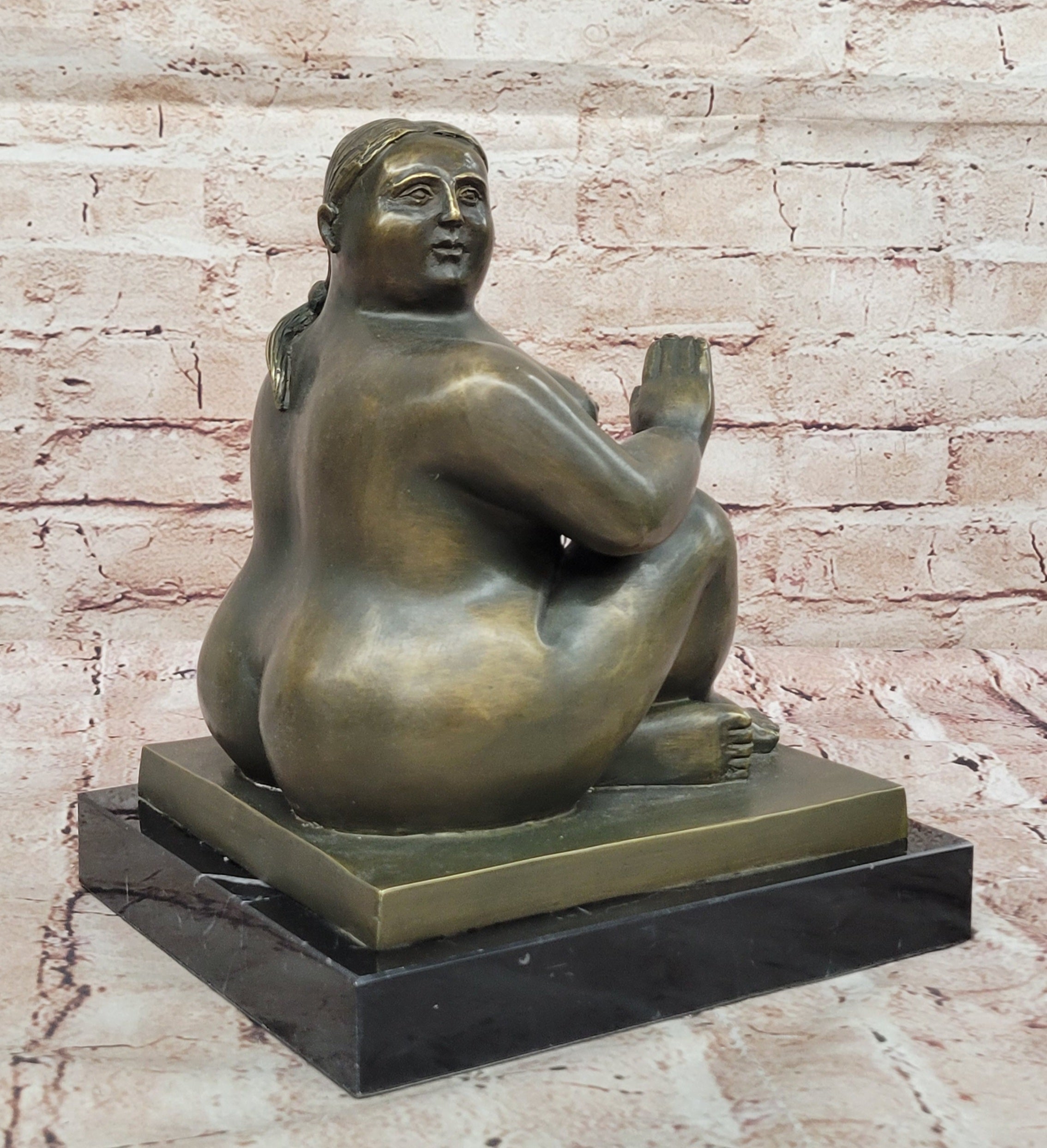 Fernando Botero Seated Woman Bronze on Marble Base