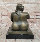 Fernando Botero Seated Woman Bronze on Marble Base