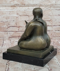 Fernando Botero Seated Woman Bronze on Marble Base