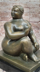 Fernando Botero Seated Woman Bronze on Marble Base